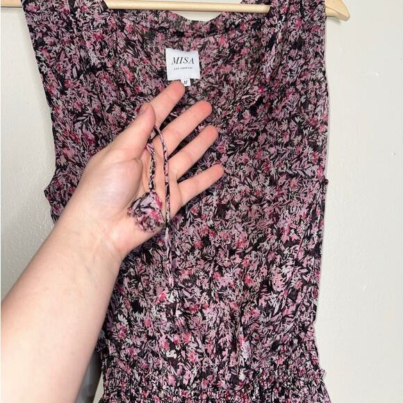 Misa Los Angeles Floral Hollen Maxi Dress Synched Waist Pink/White Size Medium - Picture 6 of 9